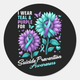 Sticker Rond Portez du sarcelle violet pour la sensibilisation