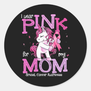 Sticker Rond Portez Le Rose Pour Ma Maman Chemise Le Cancer du