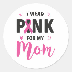 Sticker Rond Portez Le Rose Pour Ma Mère Sensibilisation au can