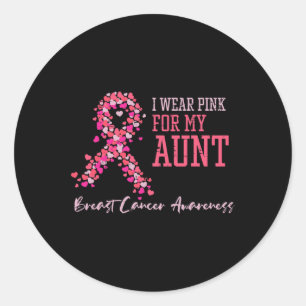 Sticker Rond Portez Le Rose Pour Ma Tante Soutien De Sensibilis
