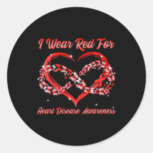 Sticker Rond Portez le rouge pour la sensibilisation aux maladi