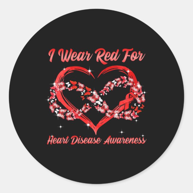 Sticker Rond Portez le rouge pour la sensibilisation aux maladi (Devant)