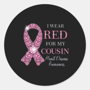 Sticker Rond Portez Le Rouge Pour Mon Cousin Red Ribbon Cardiop