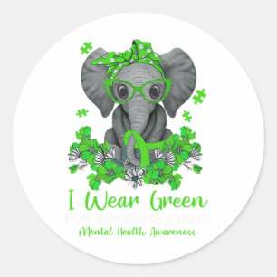Sticker Rond Portez le vert pour la sensibilisation à la santé 