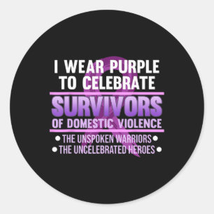 Sticker Rond Portez Le Violet Pour Les Survivants Accompagnés D