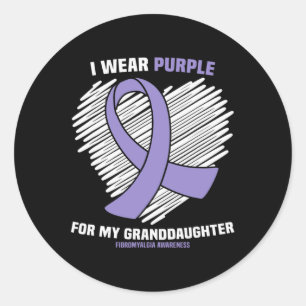 Sticker Rond Portez le violet pour ma petite-fille Fibromyalgia