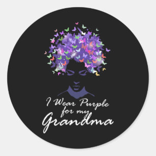 Sticker Rond Portez Le Violet Pour Mon Grand-Mère Soutien Alzhe