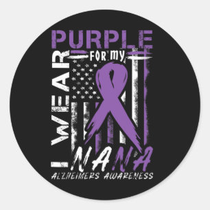 Sticker Rond Portez Le Violet Pour Mon Nana Alzheimerheimer Hei