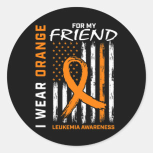 Sticker Rond Portez Orange Pour Mon Ami Leucémie Sensibilisatio