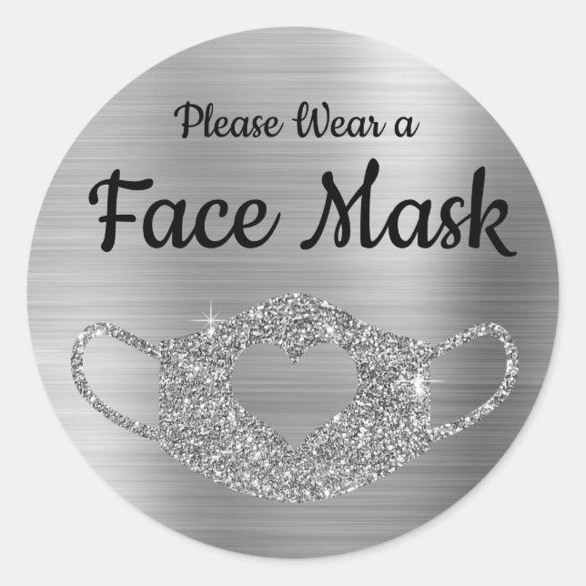 Sticker Rond Portez un masque facial Faux Parties scintillant d (Devant)