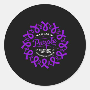 Sticker Rond Portez Violet En Mémoire De Mon Fils Surdose Sensi