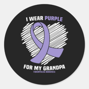 Sticker Rond Portez Violet Pour Mon Grand-Père Fibromyalgie Sen