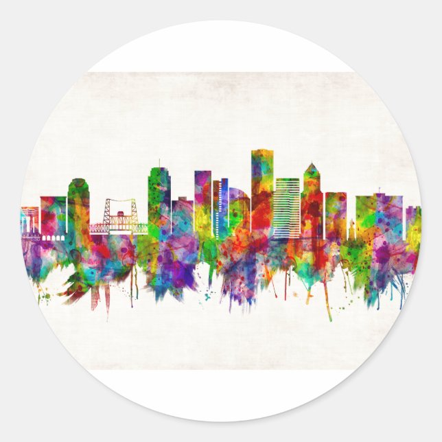 Sticker Rond Portland Oregon Skyline (Devant)