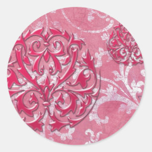 Sticker Rond PORTO CRISTO : SHABBY LUXE VINTAGE en ROSE ROSE