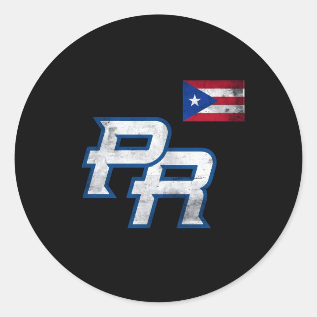 Sticker Rond Porto Rico 2023 Drapeau Pride De Baseball Pr Boric (Devant)