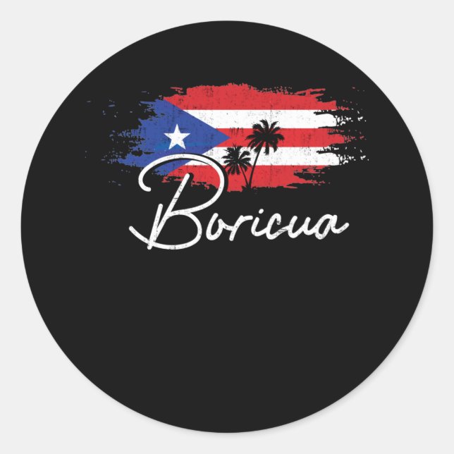 Sticker Rond Porto Rico Boricua Portoricaine Flag Pride (Devant)