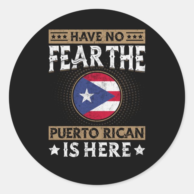 Sticker Rond Porto Rico Drapeau Fiers Portoricains (Devant)