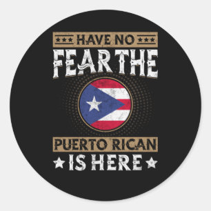 Sticker Rond Porto Rico Drapeau Fiers Portoricains