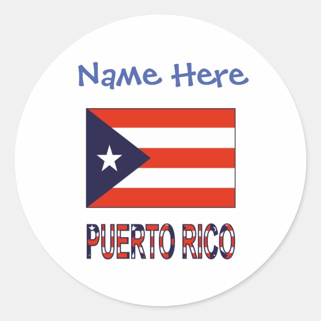 Sticker Rond Porto Rico Porto Rico Drapeau bleu Personnalisatio (Devant)