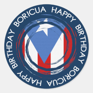 Sticker Rond Porto Rico : Thème du drapeau : Anniversaire Boric