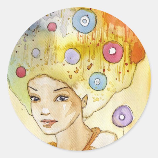 Sticker Rond Portrait Abstrait (Devant)
