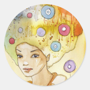 Sticker Rond Portrait abstrait