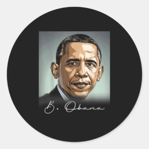 Sticker Rond Portrait Barack Obama Président Patriotique