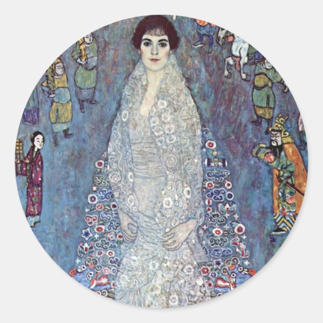 Sticker Rond Portrait Baronne Elisabeth Bacchofen Echt, Klimt (Devant)