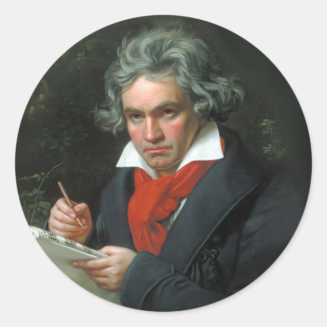 Sticker Rond Portrait Beethoven Vintage (Devant)