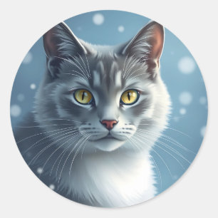 Sticker Rond Portrait bleu russe paisible avec blues doux