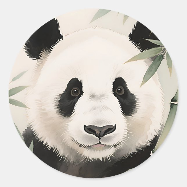 Sticker Rond Portrait de bambou de Panda géant (Devant)