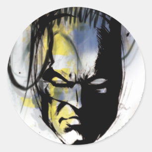 Sticker Rond Portrait de Batman Airbrush