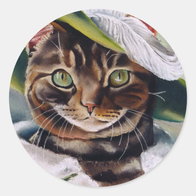 Sticker Rond Portrait de chat (Devant)