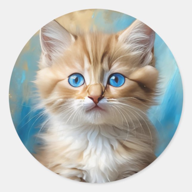 Sticker Rond Portrait de chat adorable (Devant)