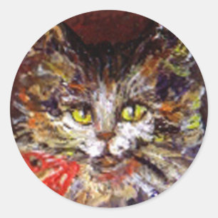 STICKER ROND PORTRAIT DE CHATTE
