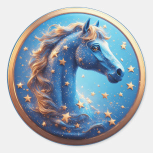 Sticker Rond Portrait de cheval de dessin animé charmant avec d