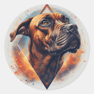Sticker Rond Portrait de chien Art abstrait
