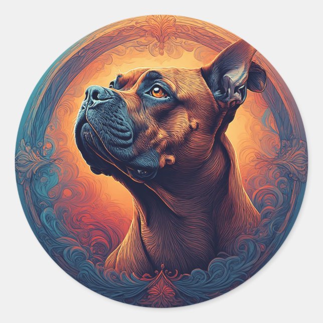 Sticker Rond Portrait de chien Art abstrait (Devant)