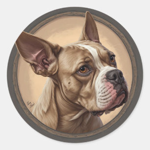 Sticker Rond Portrait de chien Art abstrait