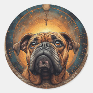 Sticker Rond Portrait de chien Art abstrait