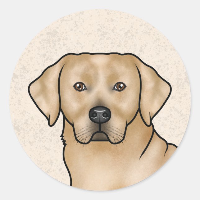 Sticker Rond Portrait de chien Labrado retriever jaune mignon (Devant)