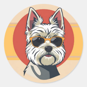 Sticker Rond Portrait de chien maltais moderne du milieu du siè
