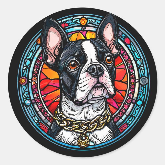 Sticker Rond Portrait de chien mignon (Devant)