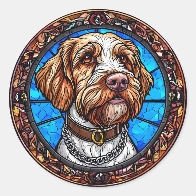 Sticker Rond Portrait de chien mignon (Devant)