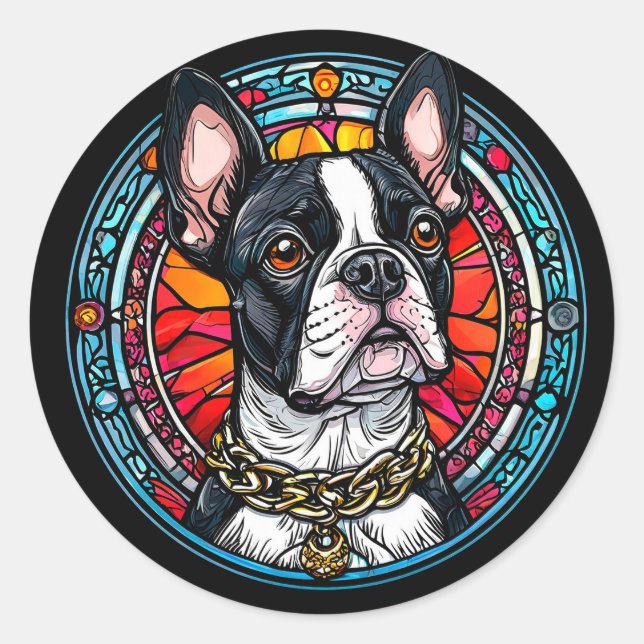 Sticker Rond Portrait de chien mignon (Devant)