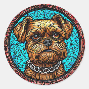 Sticker Rond Portrait de chien mignon