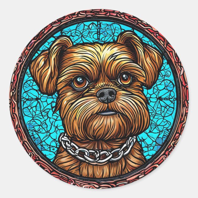 Sticker Rond Portrait de chien mignon (Devant)