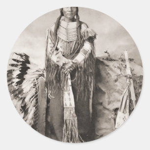 Sticker Rond Portrait de Crazy Horse