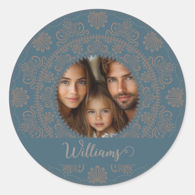 Sticker Rond Portrait de famille personnalisé Gold Rococo Manda (Devant)