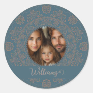 Sticker Rond Portrait de famille personnalisé Gold Rococo Manda
